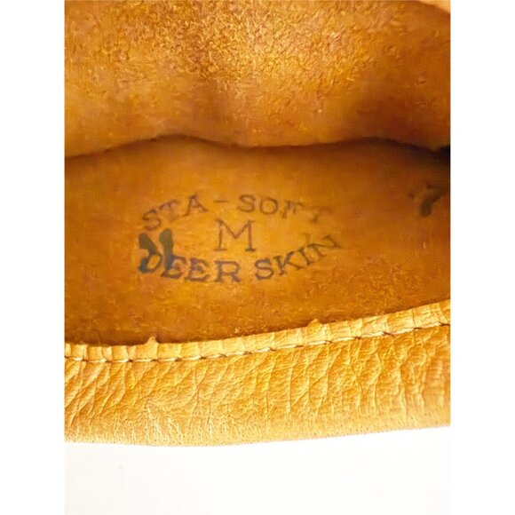 Vtg L.L. Bean Sta-Soft Deerskin Leather Gloves Small Tan Strap Buckle USA M/7 - Picture 5 of 7